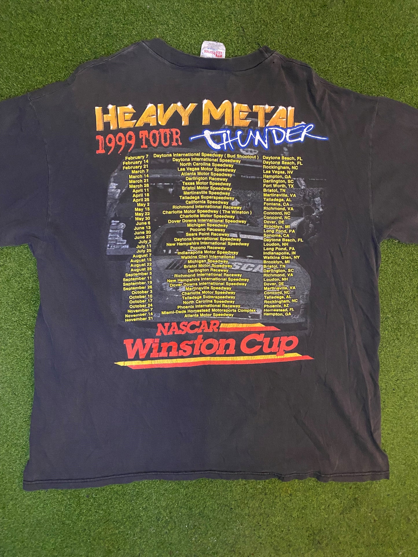 1999 Winston Cup - Heavy Metal Thunder - Double Sided - Vintage NASCAR T-Shirt (XL)