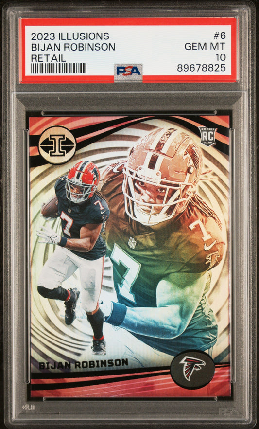 Graded 2023 Panini Illusions Bijan Robinson #6 Retail Rookie RC Football Card PSA 10 Gem Mint