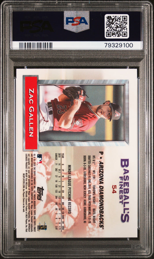 Graded 2020 Topps Finest Flashbacks Zac Gallen #54 Rookie RC Baseball Card PSA 10 Gem Mint