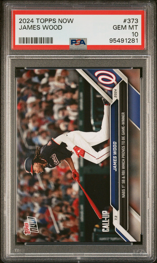 Graded 2024 Topps Now James Wood #373 Rookie RC Baseball Card PSA 10 Gem Mint