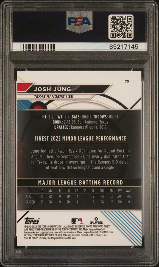 Graded 2023 Topps Finest Josh Jung #75 Rookie RC Baseball Card PSA 10 Gem Mint