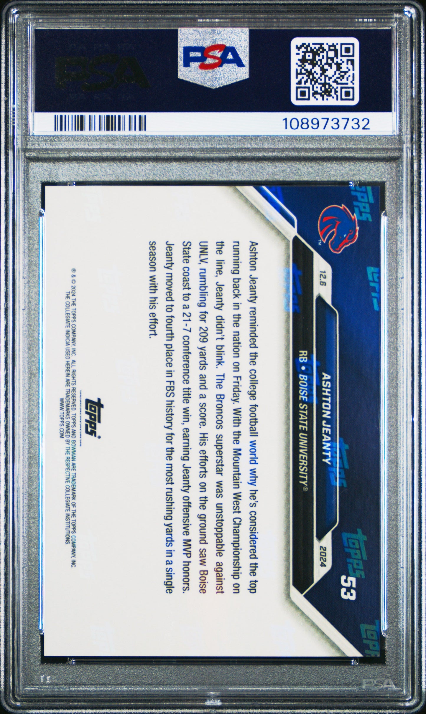 Graded 2024 Topps Bowman U Now Ashton Jeanty #53 Rookie RC Football Card PSA 10 Gem Mint