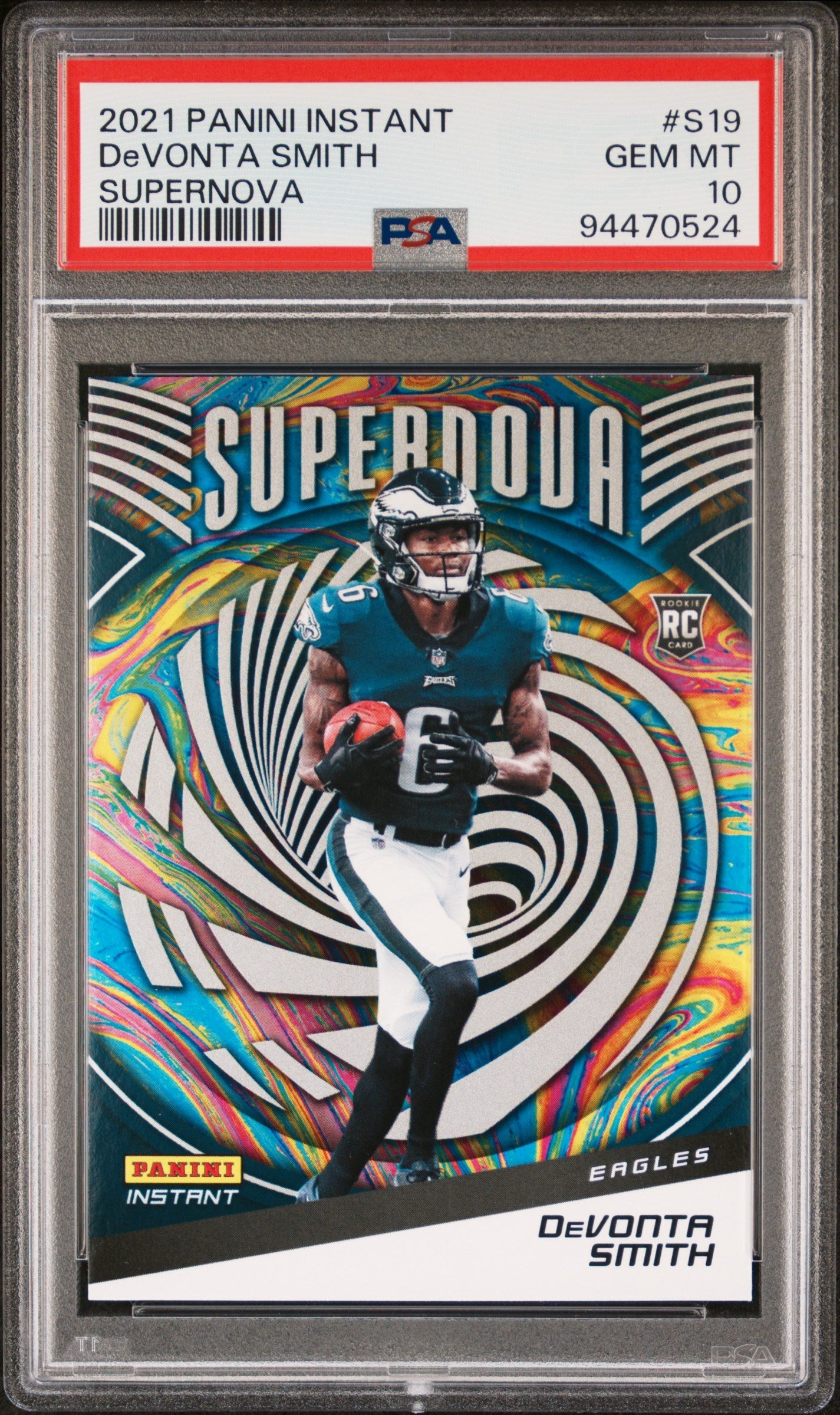 Graded 2021 Panini Instant Devonta Smith #S19 Supernova Rookie RC Football Card PSA 10 Gem Mint
