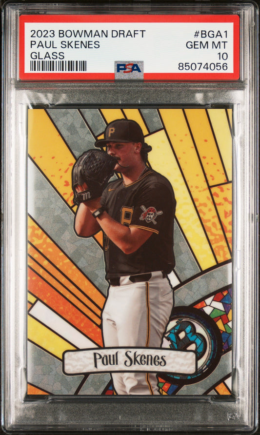 Graded 2023 Topps Bowman Draft Paul Skenes #BGA1 Glass Rookie RC Baseball Card PSA 10 Gem Mint