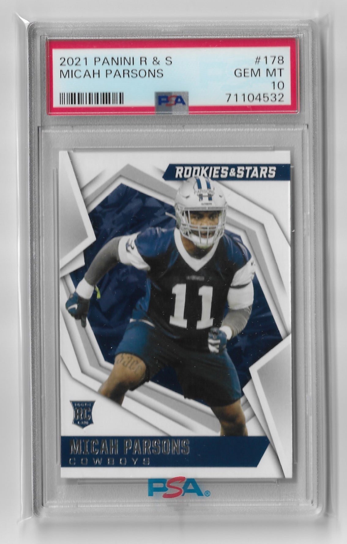 Graded 2021 Panini Rookies & Stars Micah Parsons #178 Rookie RC Football Card PSA 10 Gem Mint