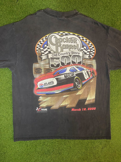 2000 Atlanta Motor Speedway - Cracker Barrel 500 - Double Sided - Vintage NASCAR T-Shirt (Large)