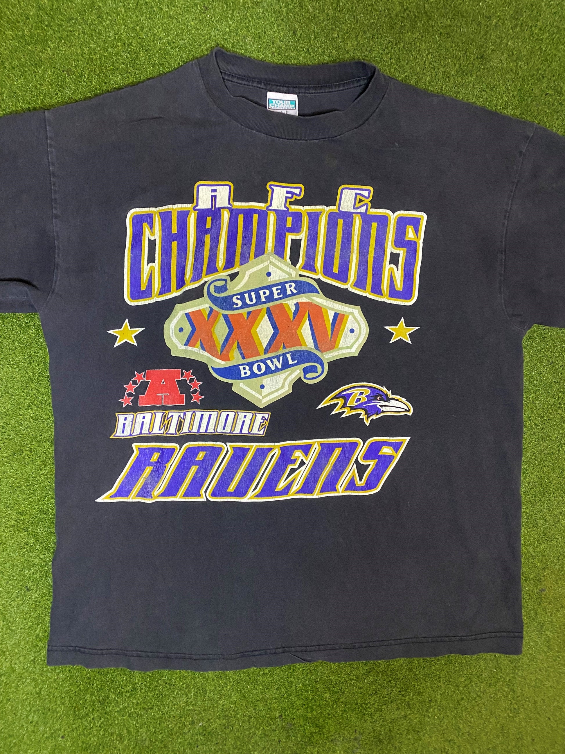 2000 Baltimore Ravens - AFC Champions - Vintage NFL T-Shirt (Large)