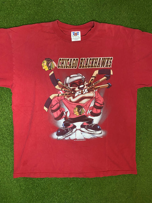 2000 Chicago Blackhawks - Taz Crossover - Vintage NHL T-Shirt (XL)