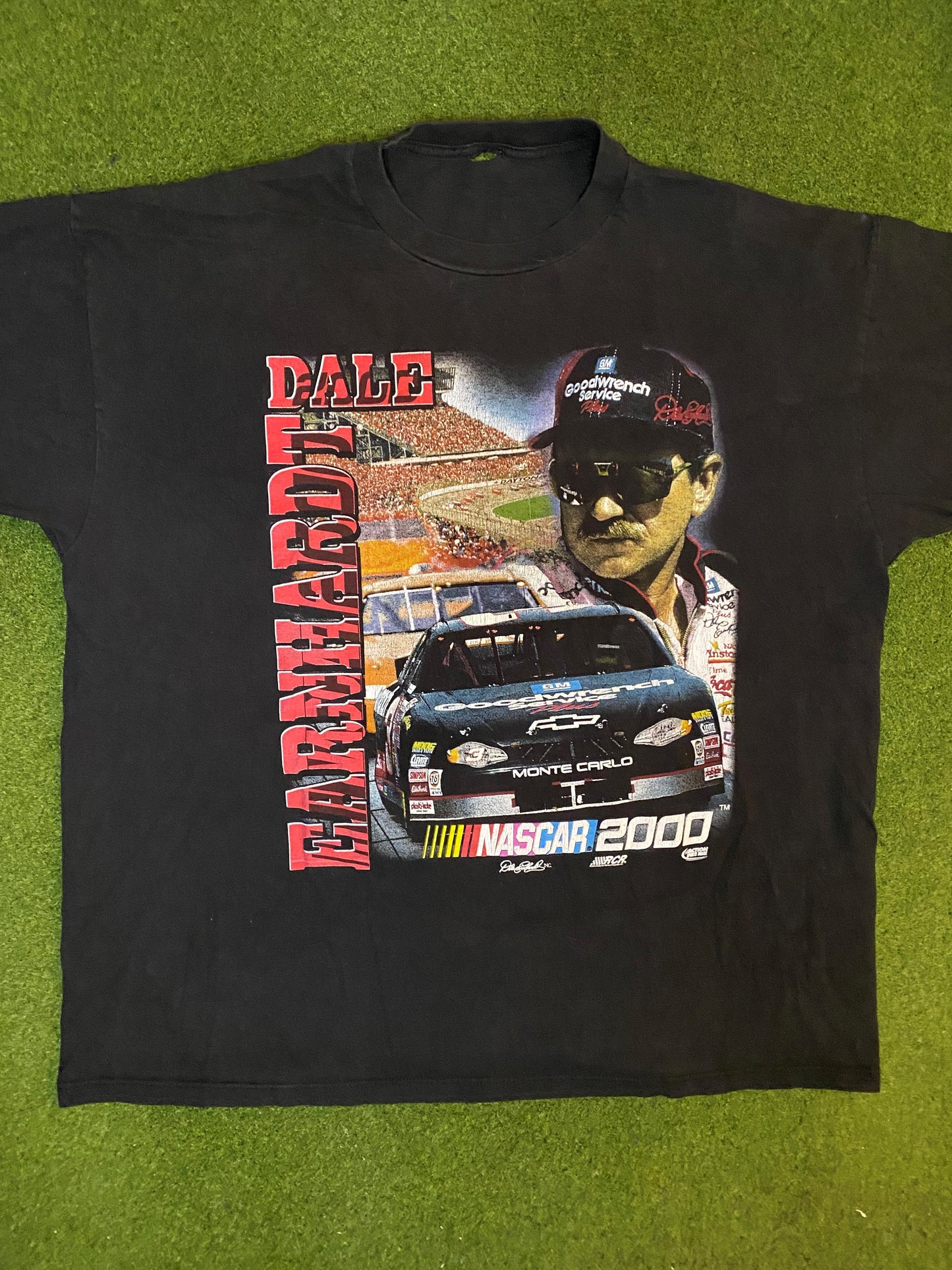 2000 Dale Earnhardt - Winston Cup Schedule - Double Sided - Vintage NASCAR T-Shirt (2XL) Gametime Vintage