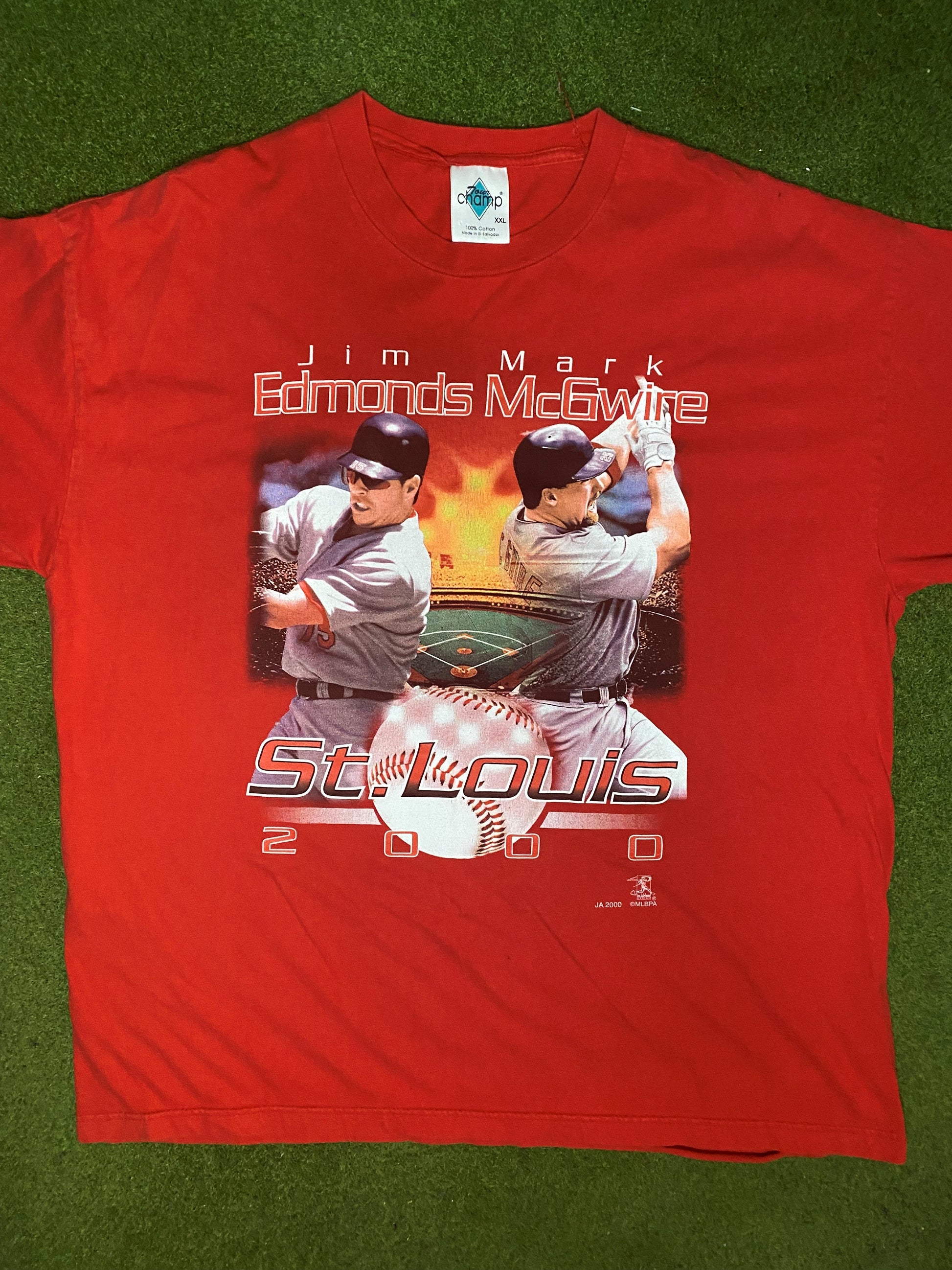 2000 St. Louis Cardinals - Edmonds and McGwire - Vintage MLB Player Tee (2XL)