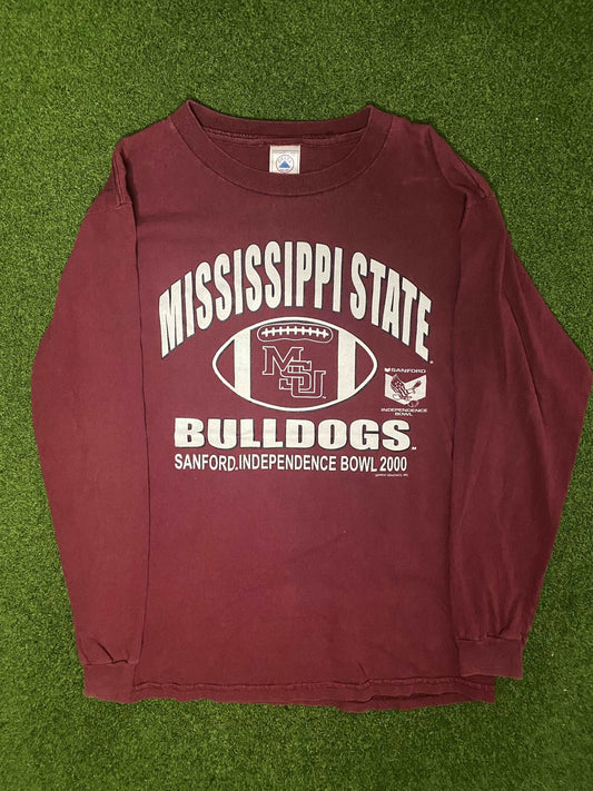 2000 Mississippi State Bulldogs - Sanford Independence Bowl - Vintage College Football Longsleeve (Small)