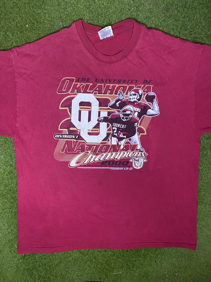 2000 Oklahoma Sooners - 13-0 National Champions - Vintage College T-Shirt (XL) 