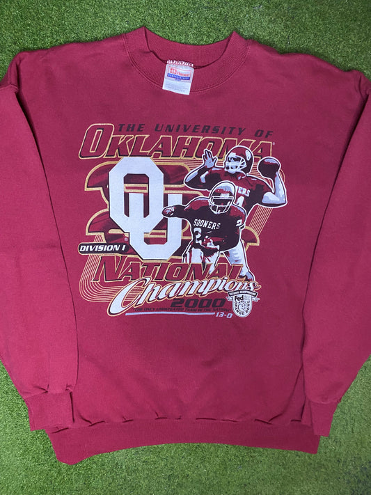 2000 Oklahoma Sooners - National Champions - Vintage College Sweatshirt (Large) - Gametime Vintage
