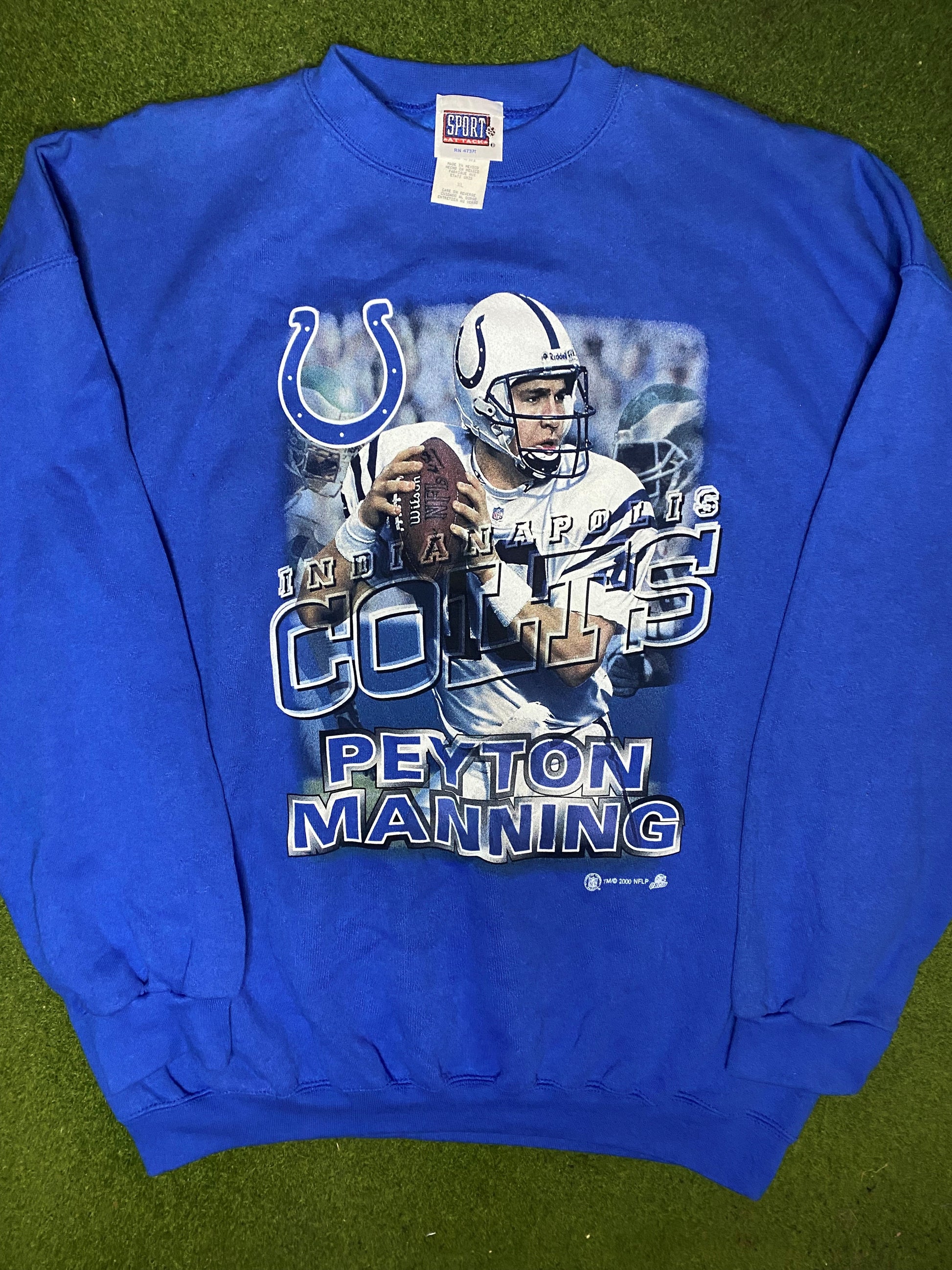 2000 Indianapolis Colts - Peyton Manning - Vintage NFL Player Sweatshirt (XL)