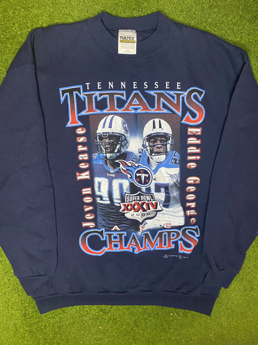 2000 Tennessee Titans - Super Bowl Champs Ft. Kearse and George - Vintage NFL Player Sweatshirt (Large)