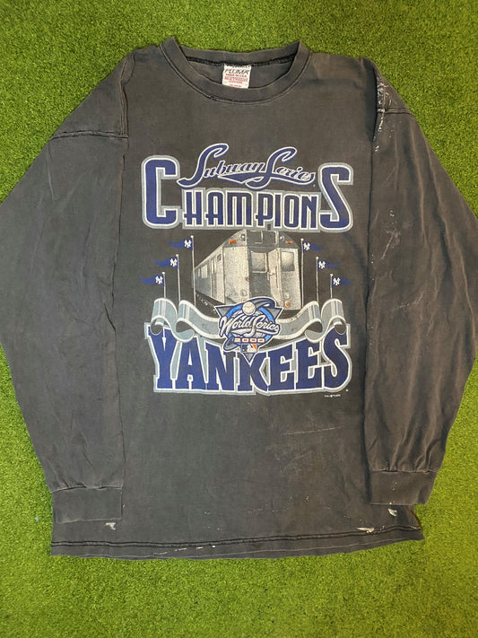 2000 New York Yankees - Subway Series Champions - Vintage MLB Long Sleeve Shirt (Large) Gametime Vintage