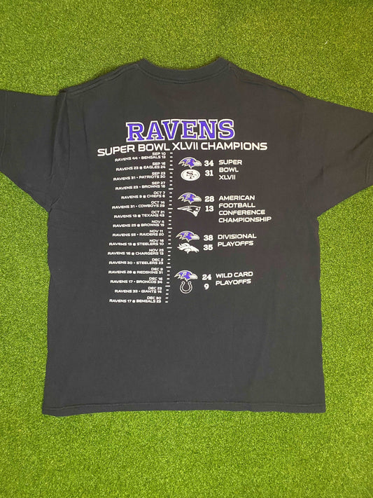 2001 Baltimore Ravens - Super Bowl XLVII Champs - Vintage NFL Tee Shirt (Large) - Gametime Vintage