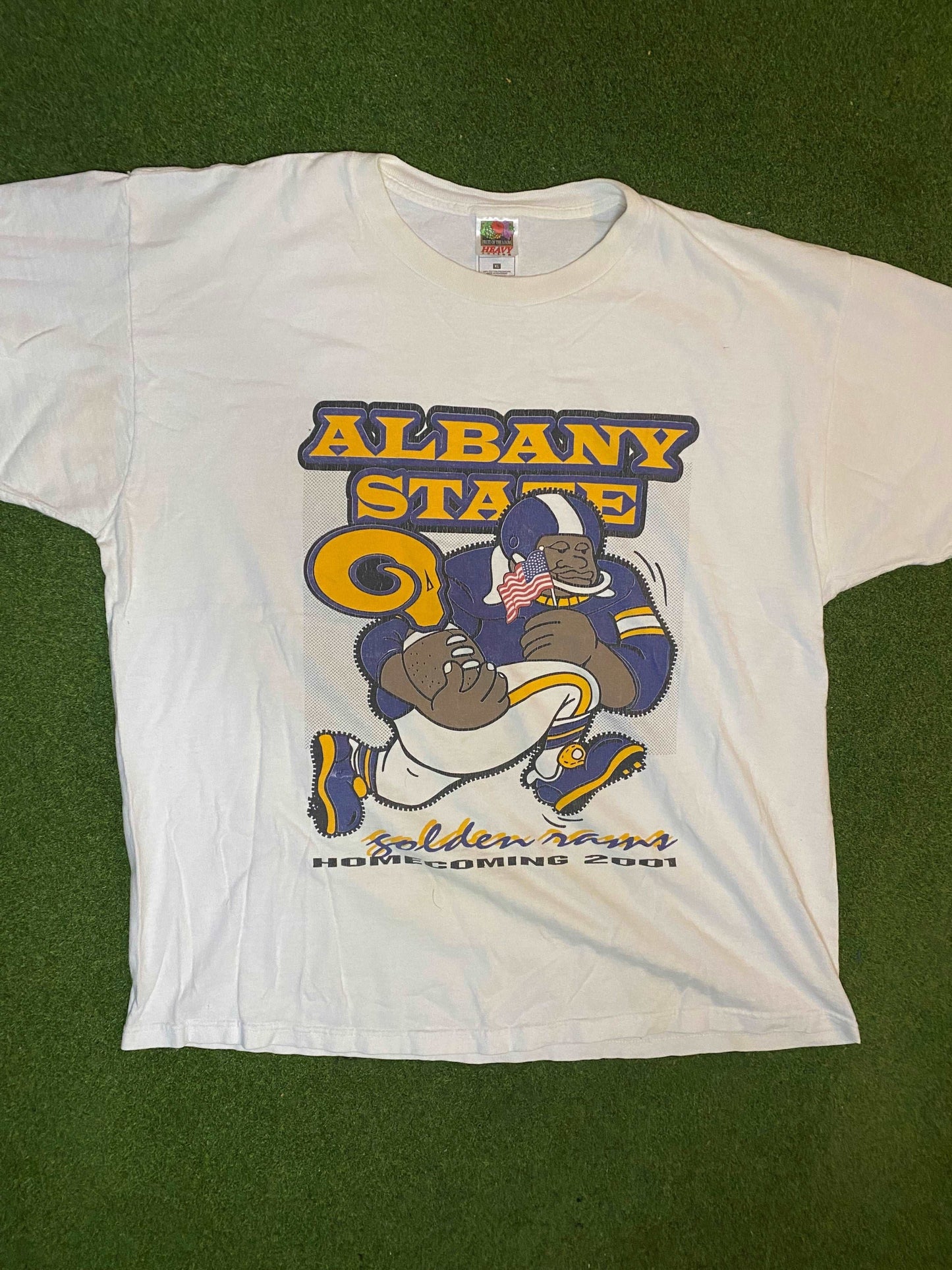 2001 Albany State Golden Rams - Set It Off Homecoming - Double Sided - Vintage HBCU Tee Shirt (XL)