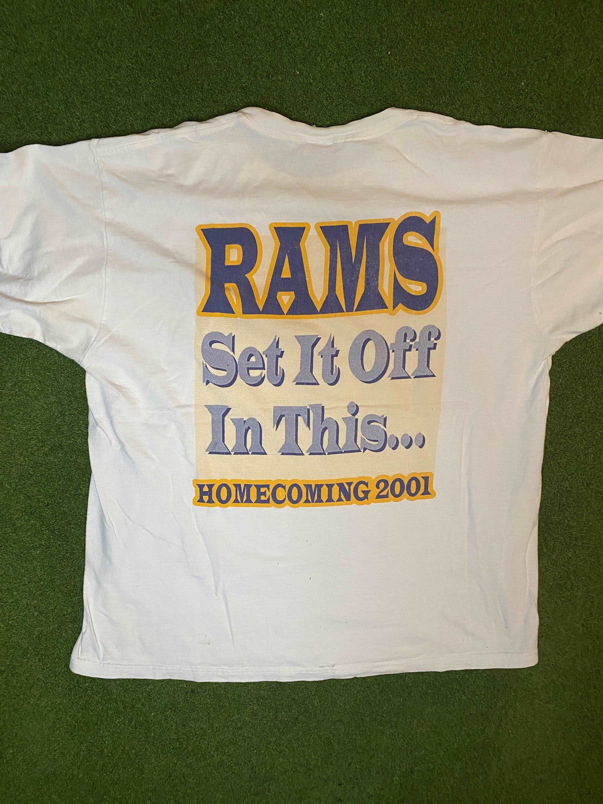 2001 Albany State Golden Rams - Set It Off Homecoming - Double Sided - Vintage HBCU Tee Shirt (XL)