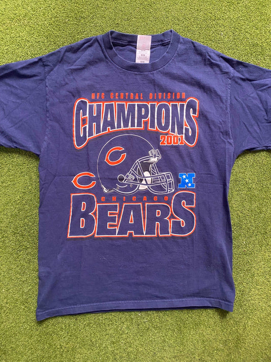 2001 Chicago Bears - Central Div Champions - Vintage NFL T-Shirt (Large) - Gametime Vintage