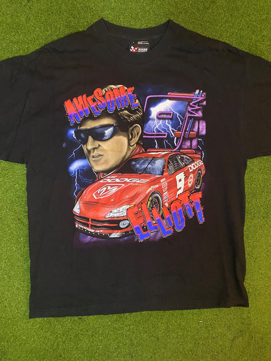 2001 Bill Elliott - Dodge Difference - Double Sided - Vintage NASCAR T-Shirt (Large)