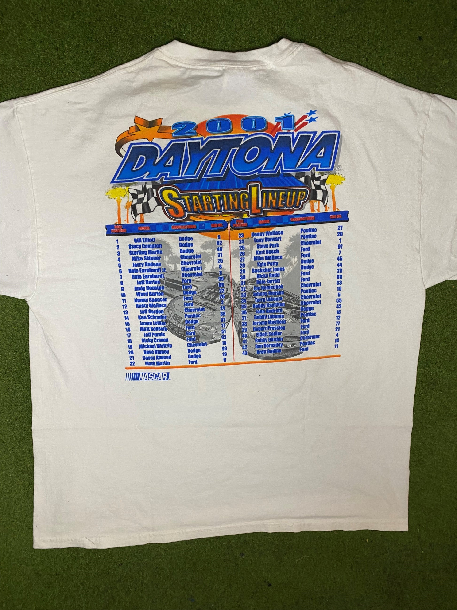 2001 Daytona 500 - Starting Lineup - Vintage NASCAR T-Shirt (XL) 