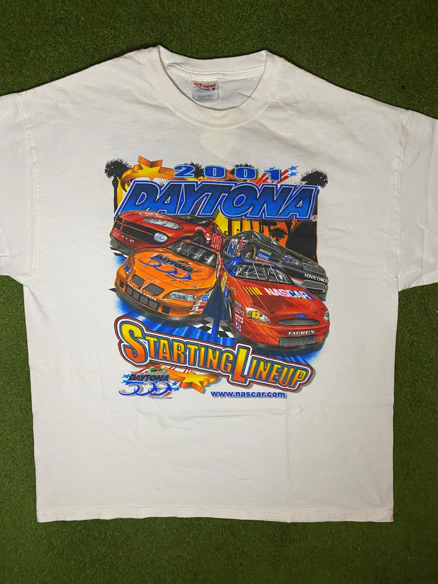 2001 Daytona 500 - Starting Lineup - Vintage NASCAR T-Shirt (XL) 