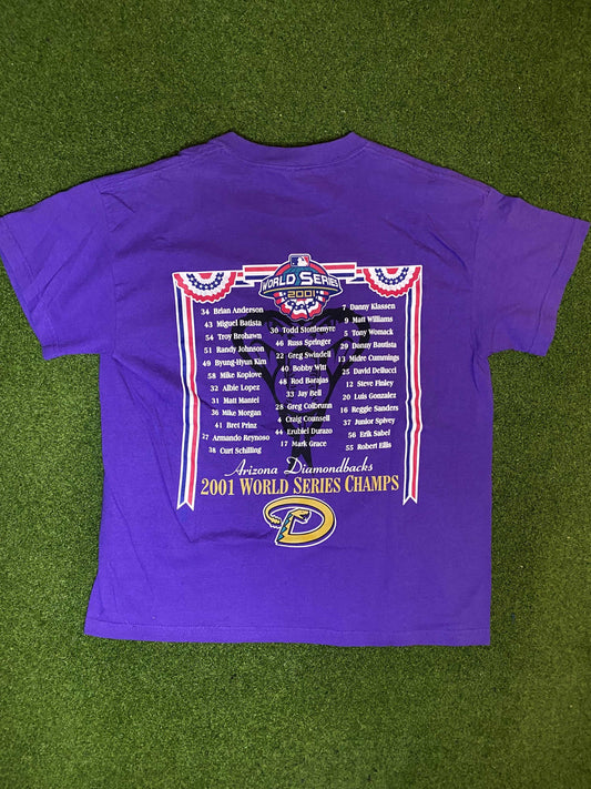 2001 Arizona Diamondbacks - World Series Champions - Double Sided - Vintage MLB Tee Shirt (Youth XL) - Gametime Vintage