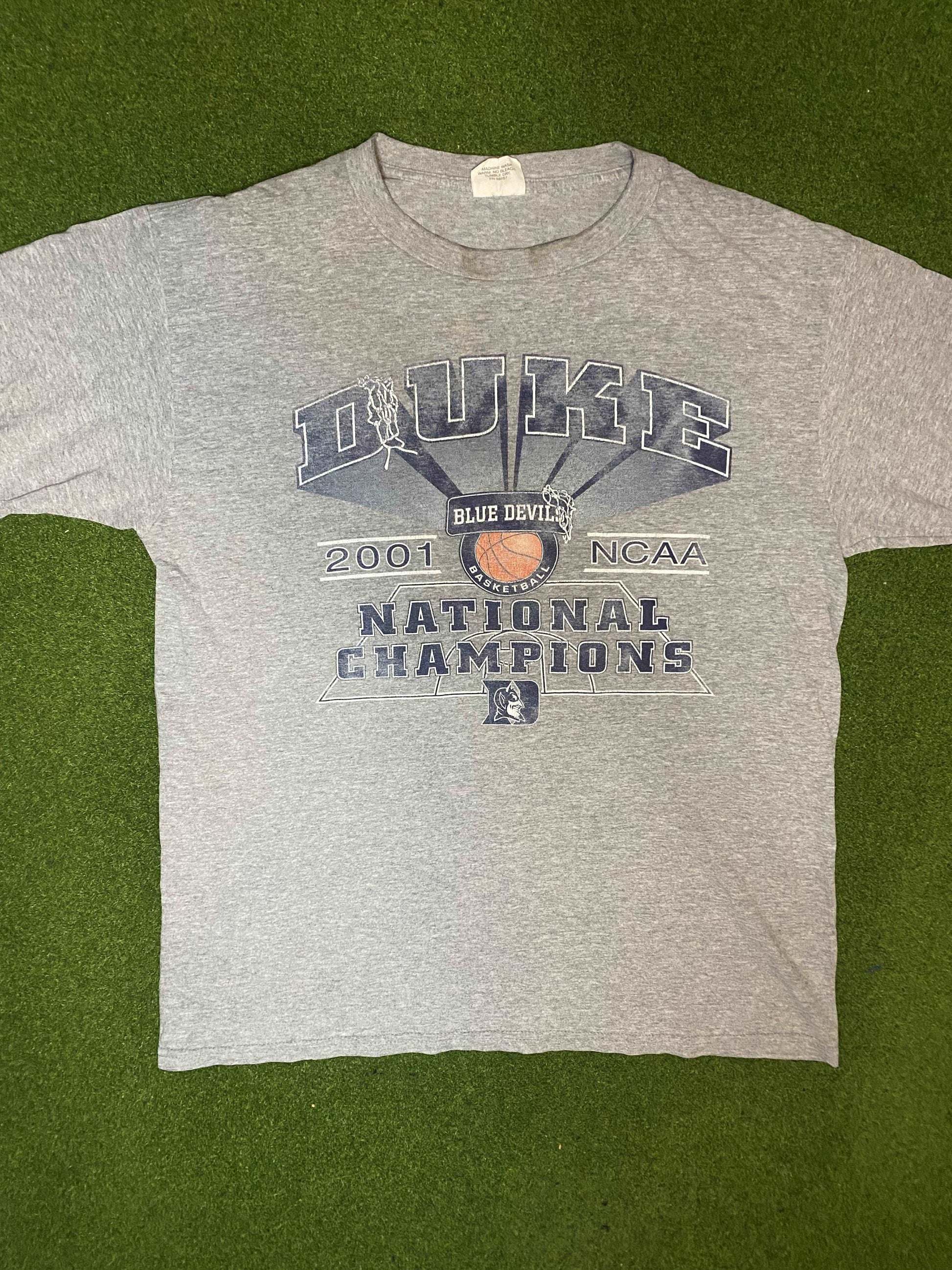 2001 Duke Blue Devils - National Champions - Vintage College Basketball Tee Shirt (Large)