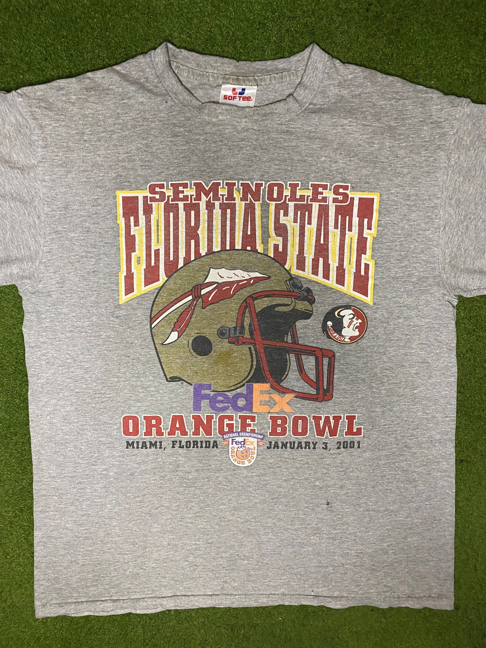 2001 Florida State Seminoles - Orange Bowl - Vintage College T Shirt (Large) - Gametime Vintage