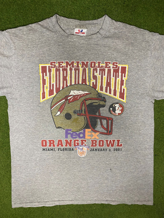 2001 Florida State Seminoles - Orange Bowl - Vintage College T Shirt (Large) - Gametime Vintage