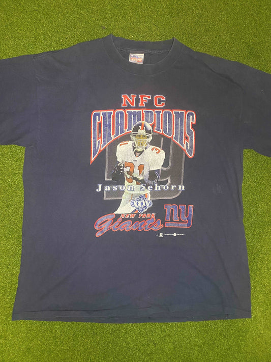 2001 New York Giants - Jason Sehorn - Vintage NFL Player Tee Shirt (XL) Gametime Vintage