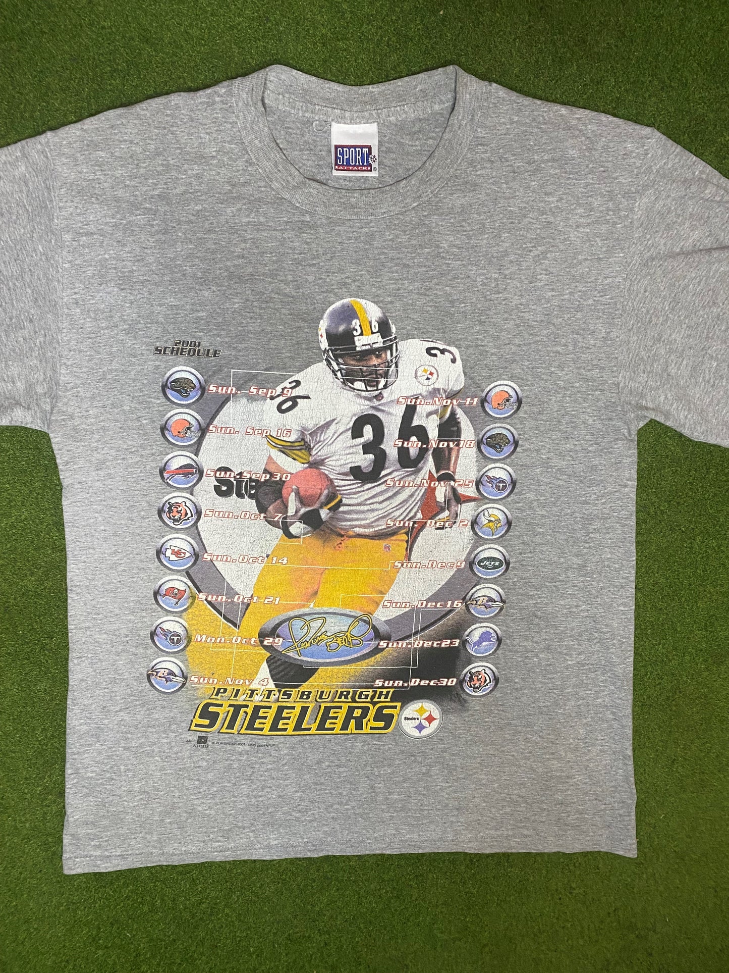 2001 Pittsburgh Steelers - Jerome Bettis - Vintage NFL Player T-Shirt (Large)