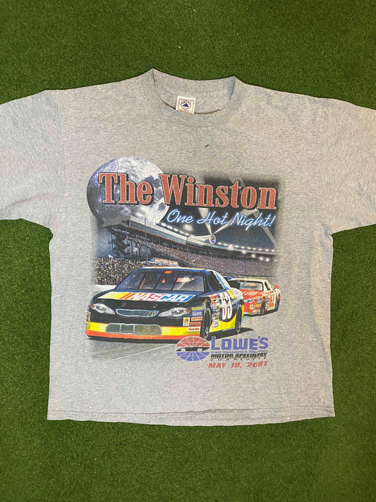 2001 Lowes Motor Speedway - The Winston - Double Sided - Vintage NASCAR Tee Shirt (Large)