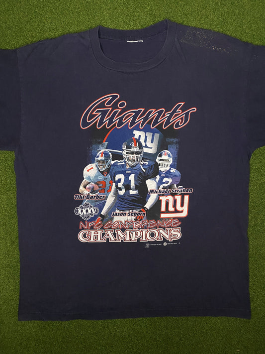 2001 New York Giants - Ft. Sehorn, Barber, Strahan - Vintage NFL T Shirt (XL)