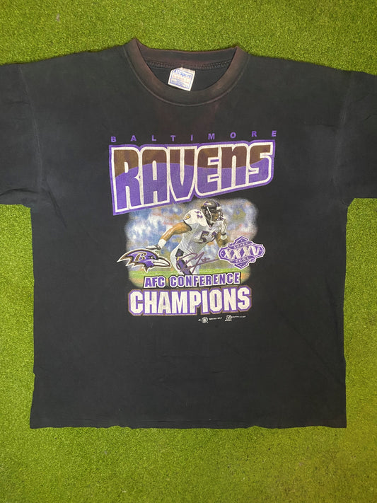 2001 Baltimore Ravens - Ray Lewis - Vintage NFL T-Shirt (XL) Gametime Vintage