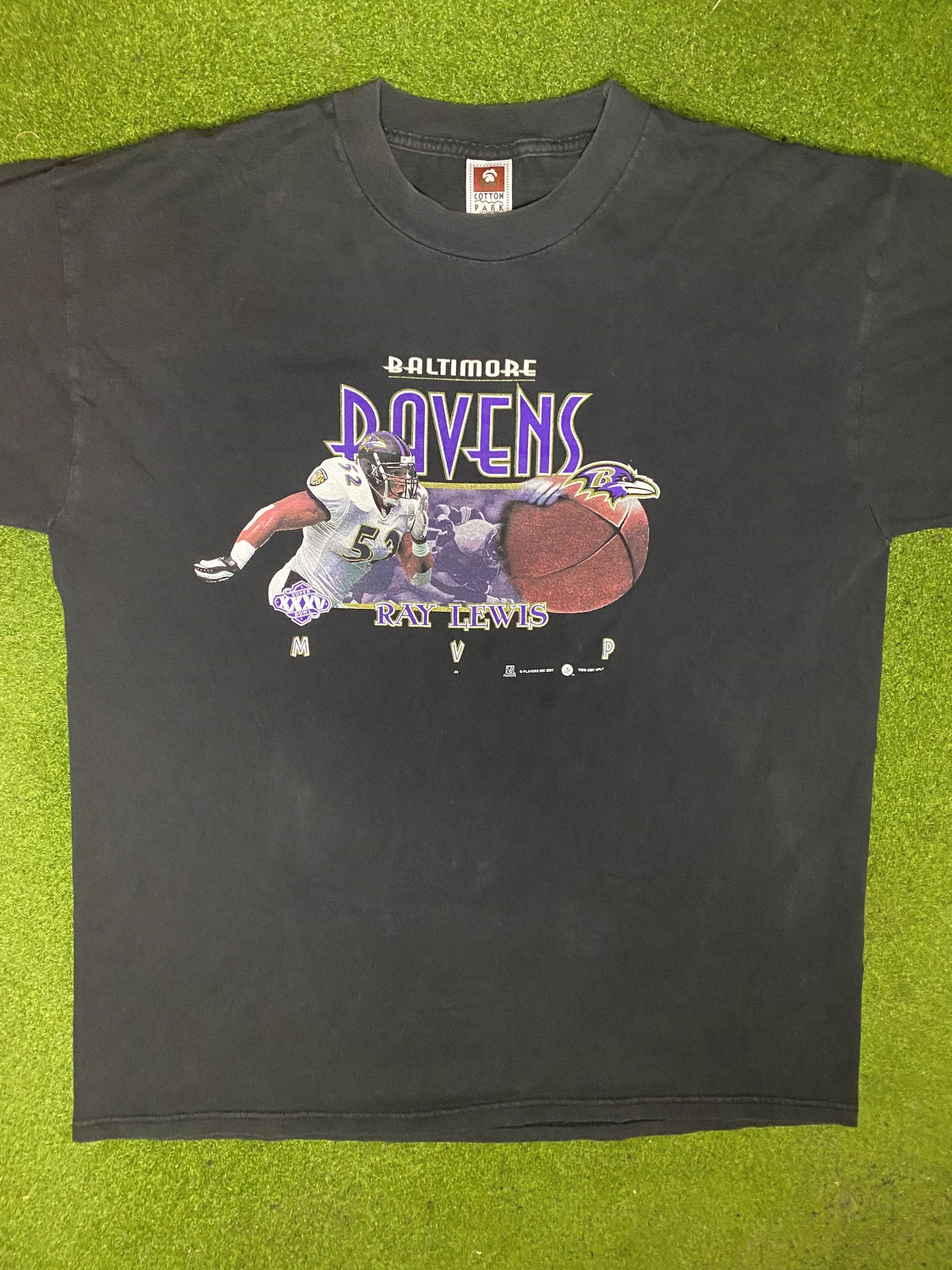 2001 Baltimore Ravens - Ray Lewis Super Bowl XXXV - Vintage NFL T-Shirt (XL) 