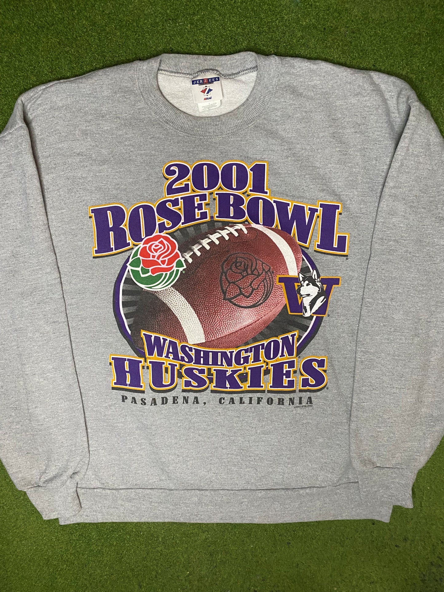 2001 Washington Huskies - Rose Bowl - Vintage College Football Sweatshirt (Large) - Gametime Vintage