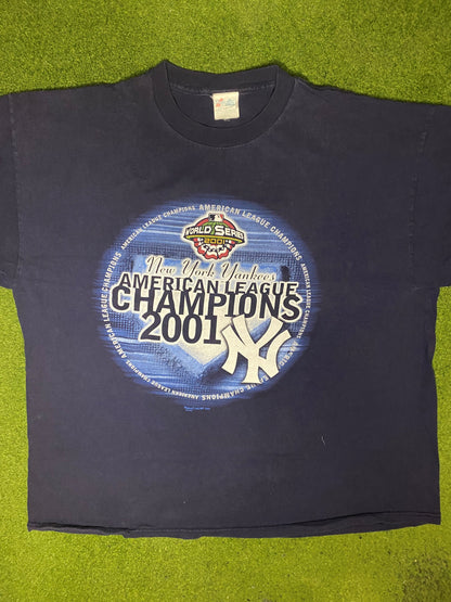 2001 New York Yankees - AL Champions - Vintage MLB T Shirt (2XL) - Gametime Vintage