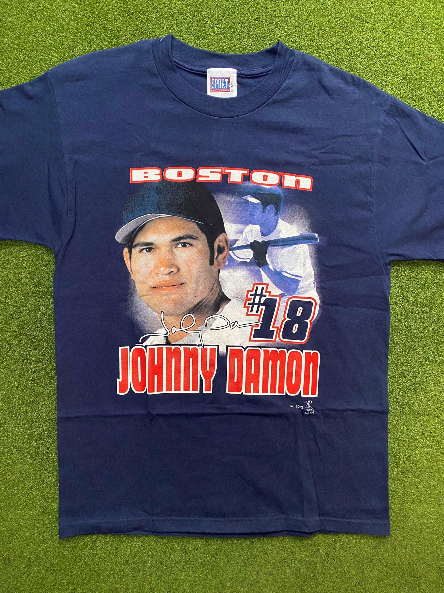 2002 Boston Red Sox - Johnny Damon - Vintage MLB Player T-Shirt (Large)