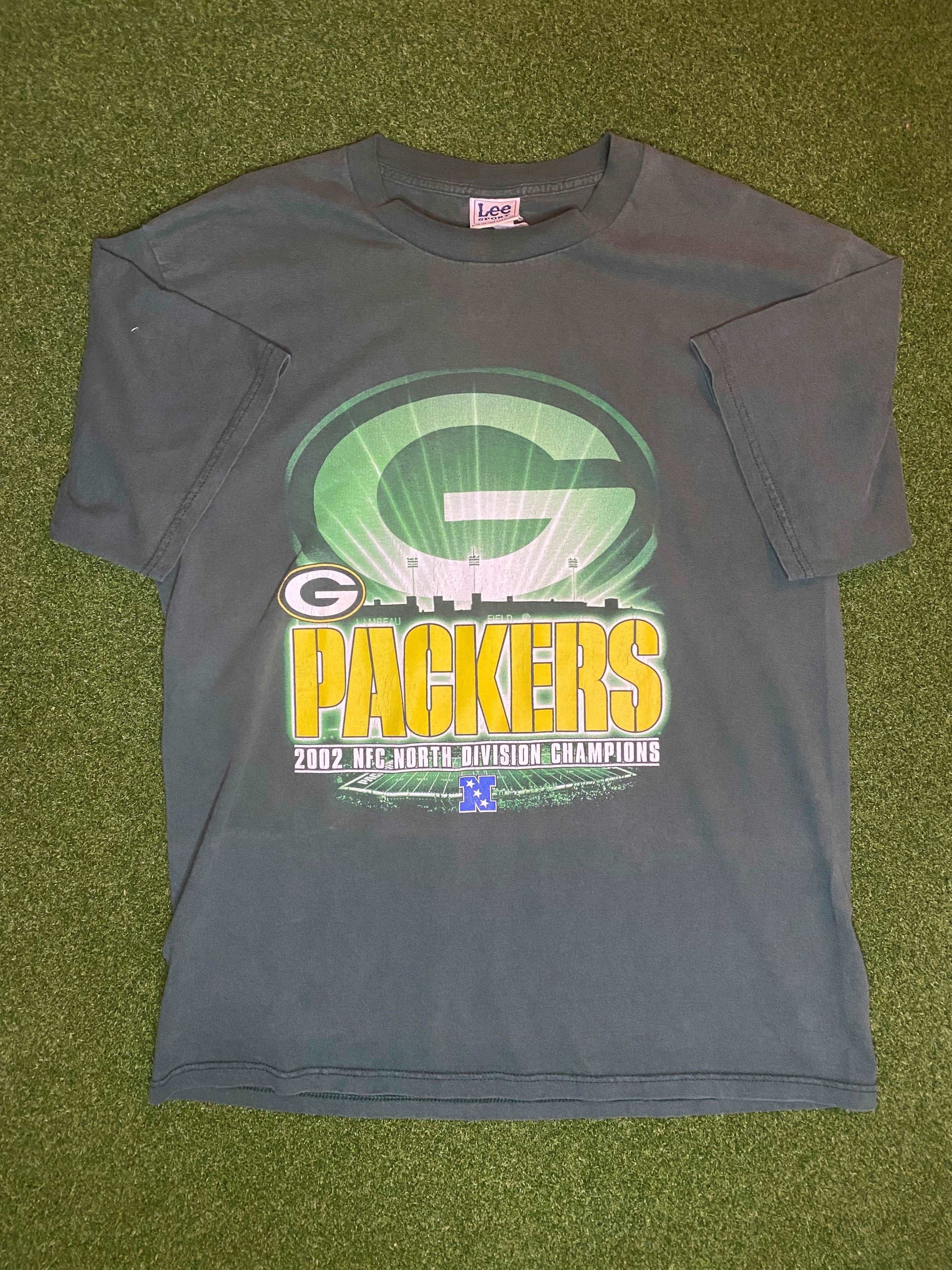 2002 Green Bay Packers - NFC Div Champs - Vintage NFL Tee Shirt (Large)