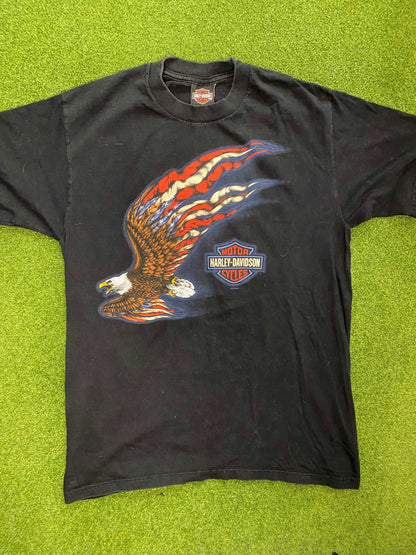 2002 Harley Davidson - Fairfax, VA - Double Sided - Vintage Harley Davidson Tee Shirt (Large)