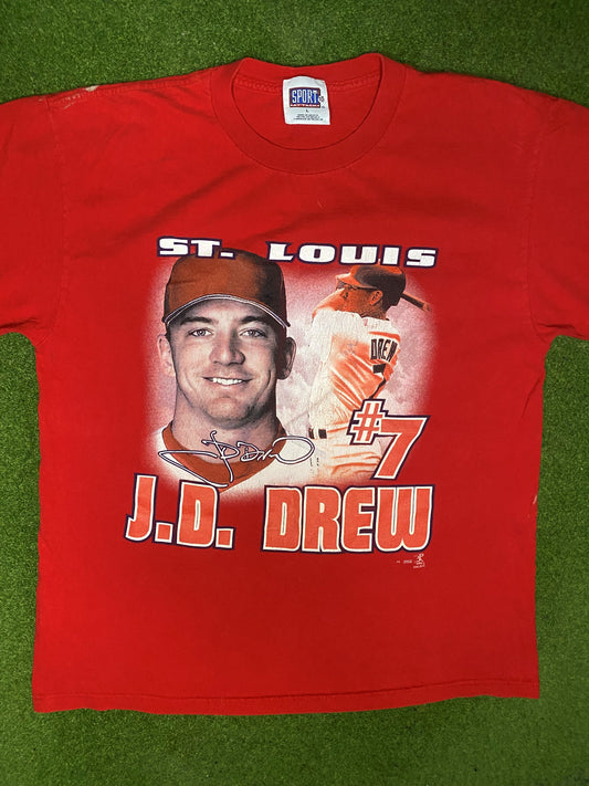 2002 St. Louis Cardinals - JD Drew - Vintage MLB Player T Shirt (Large) - Gametime Vintage