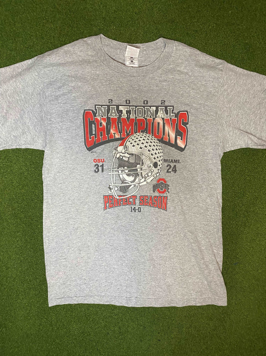 2002 Ohio State Buckeyes - Perfect Season - National Champions - Vintage College Football Tee Shirt (Large) - Gametime Vintage