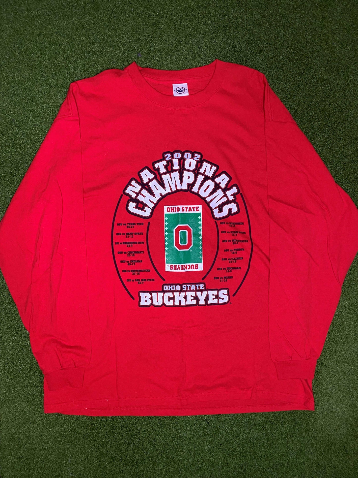 2002 Ohio State Buckeyes - National Champions - Vintage College Football Long Sleeve Shirt (XL)