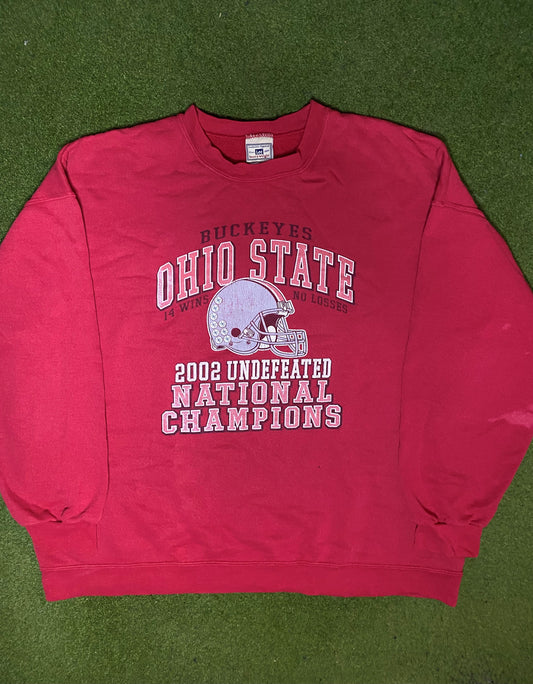 2002 Ohio State Buckeyes - Undefeated National Champions - Vintage College Sweatshirt (2XL)
