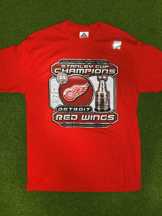 2002 Detroit Red Wings - Stanley Cup Champions - Double Sided - Vintage NHL Tee Shirt (Large)