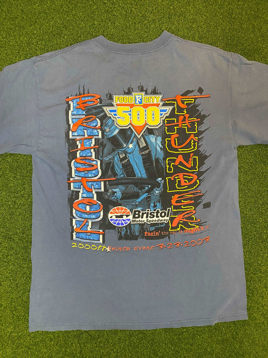 2003 Food City 500 Double Sided - Bristol Motor Speedway - Vintage NASCAR Tee Shirt (Large) - Gametime Vintage