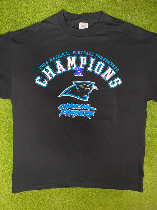 2003 Carolina Panthers - NFC Champions - Vintage NFL T-Shirt (Large)