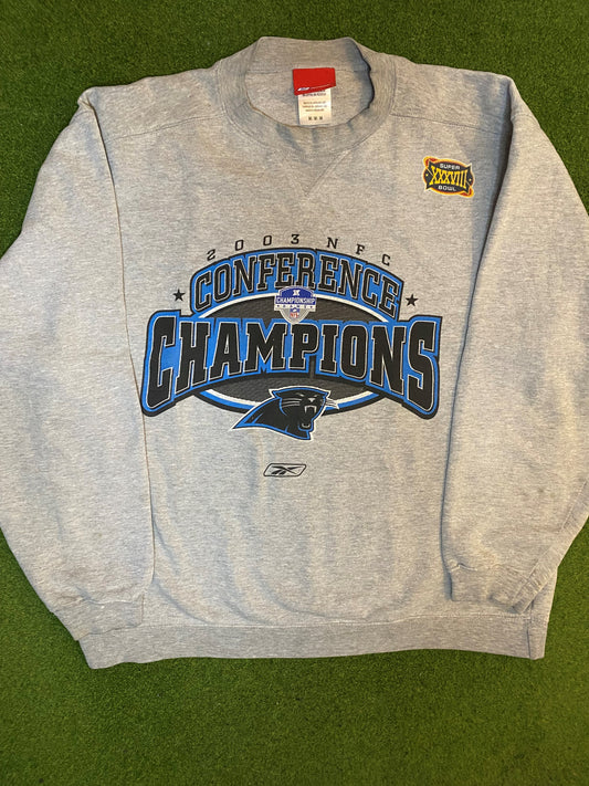 2003 Carolina Panthers - NFC Champions - Reebok - Vintage NFL Sweatshirt (Medium) Gametime Vintage